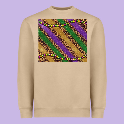 Mardi Gras Leopard Glitter Bead Heavyweight Sweatshirt Designed By Barkaloodesign