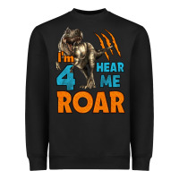 Black i'm four hear me roar dinosaur birthday Heavyweight Sweatshirt - LillyAllenDesigns