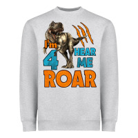 Heather Grey i'm four hear me roar dinosaur birthday Heavyweight Sweatshirt - LillyAllenDesigns