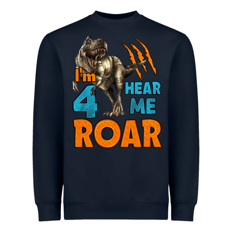 I'm Four Hear Me Roar Dinosaur Birthday Heavyweight Sweatshirt by LillyAllenDesigns | Teevron