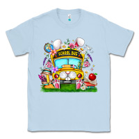 Dusty Blue Easter School Bus Classic Tee - CowhideDigitalArt