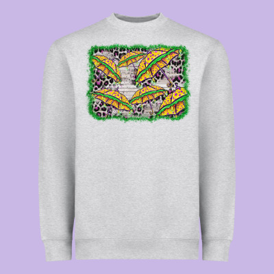 Mardi Gras Umbrella Background Heavyweight Sweatshirt Designed By Barkaloodesign