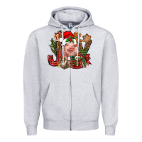 Heather Grey joy christmas with pig bbs Zipper Hoodie - BundleAndBundleShop