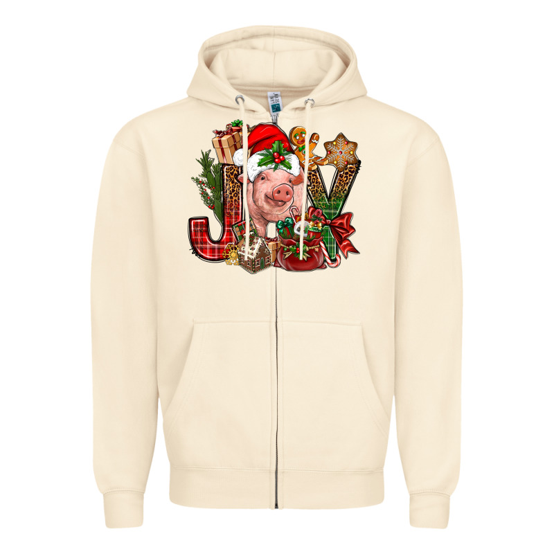 Joy Christmas With Pig Bbs Zipper Hoodie by BundleAndBundleShop | Teevron