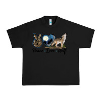 Black Peace Love Wolf Urban Heavy Tee - LillyAllenDesigns