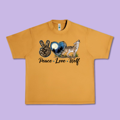 Peace Love Wolf Urban Heavy Tee Designed By Lillyallendesigns