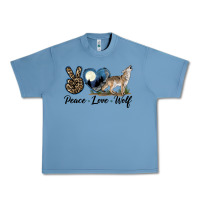 Pebble Blue Peace Love Wolf Urban Heavy Tee - LillyAllenDesigns