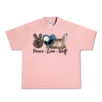Salmon Peace Love Wolf Urban Heavy Tee - LillyAllenDesigns