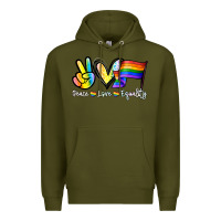 Army Green Peace love equality Premium Hoodie - NancyCooperArtShop