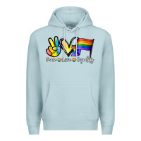 Blue Mist Peace love equality Premium Hoodie - NancyCooperArtShop