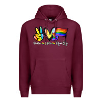 Burgundy Peace love equality Premium Hoodie - NancyCooperArtShop