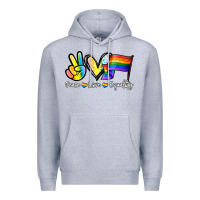 Heather Grey Peace love equality Premium Hoodie - NancyCooperArtShop