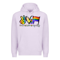Lilac Peace love equality Premium Hoodie - NancyCooperArtShop