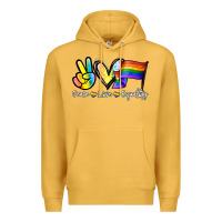Mustard Peace love equality Premium Hoodie - NancyCooperArtShop