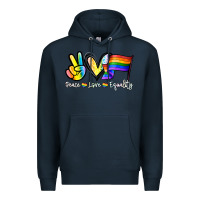 Navy Peace love equality Premium Hoodie - NancyCooperArtShop