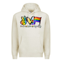 Oatmeal Heather Peace love equality Premium Hoodie - NancyCooperArtShop