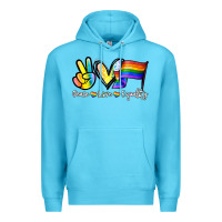 Ocean Blue Peace love equality Premium Hoodie - NancyCooperArtShop