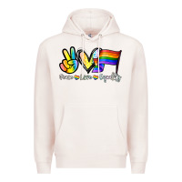 Pale Pink Peace love equality Premium Hoodie - NancyCooperArtShop