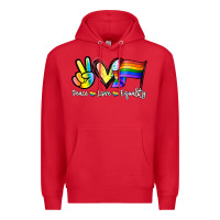 Red Peace love equality Premium Hoodie - NancyCooperArtShop