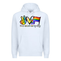 White Peace love equality Premium Hoodie - NancyCooperArtShop