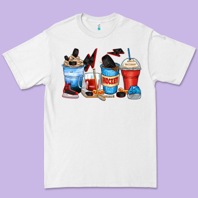 Hockey Begins After Coffee Cups Premium Tee Designed By Zillion Design Studio