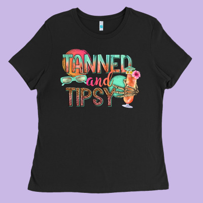 Tanned And Tipsy Ladies Tee Designed By Texasbilliewilder