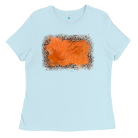 Baby Blue gemstone orange leopard background Ladies Tee - JahusDesignShop
