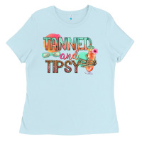 Baby Blue tanned and tipsy Ladies Tee - texasbilliewilder
