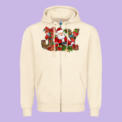 Joy Christmas With Santa Bbs Zipper Hoodie Designed By Bundleandbundleshop
