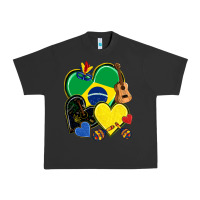 Pigment Black brazil hearts Urban Heavy Tee - NancyCooperArtShop