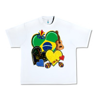 White brazil hearts Urban Heavy Tee - NancyCooperArtShop