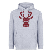 Heather Grey Christmas Deer Ugly Heavyweight Hoodie - Bettercallsaul