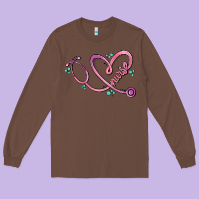 Nurse Heart Long Sleeve Tee Designed By Maliassmallbusiness