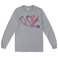 Heather Grey nurse heart Long Sleeve Tee - MaliasSmallBusiness