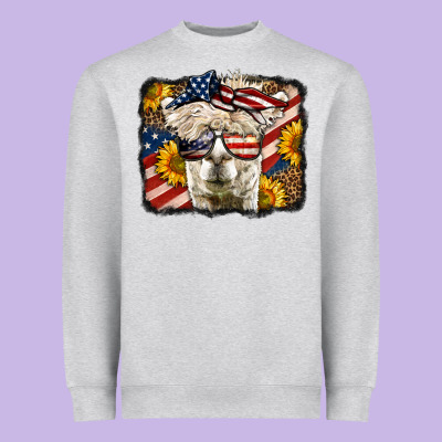 4th Of July Llama Heavyweight Sweatshirt Designed By Lillyallendesigns