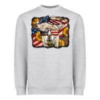Heather Grey 4th of july llama Heavyweight Sweatshirt - LillyAllenDesigns