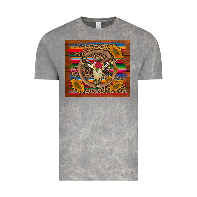 Serape Sunflowers Bull Skull Background Vintage Tee by Artiststas | Teevron