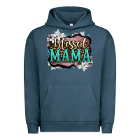 Pigment Midnight Navy blessed mama Urban Hoodie - OliviaCreatesArt
