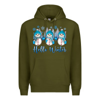 Army Green snowman hello winter Premium Hoodie - JahusDesignShop
