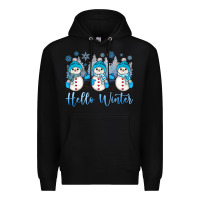 Black snowman hello winter Premium Hoodie - JahusDesignShop