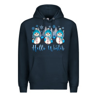 Navy snowman hello winter Premium Hoodie - JahusDesignShop
