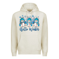 Oatmeal Heather snowman hello winter Premium Hoodie - JahusDesignShop