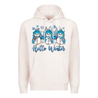 Pale Pink snowman hello winter Premium Hoodie - JahusDesignShop