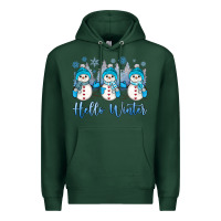 Sports Green snowman hello winter Premium Hoodie - JahusDesignShop