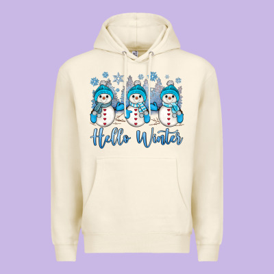 Snowman Hello Winter Premium Hoodie Designed By Jahusdesignshop