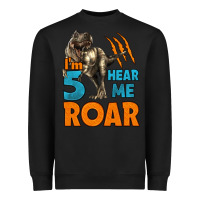 Black i'm five hear me roar dinosaur birthday Heavyweight Sweatshirt - LillyAllenDesigns