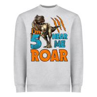 Heather Grey i'm five hear me roar dinosaur birthday Heavyweight Sweatshirt - LillyAllenDesigns