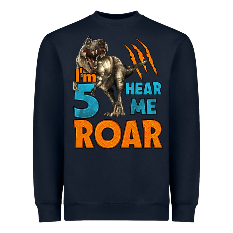 I'm Five Hear Me Roar Dinosaur Birthday Heavyweight Sweatshirt by LillyAllenDesigns | Teevron