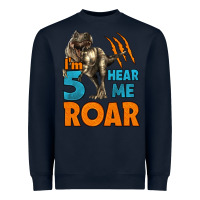 Navy i'm five hear me roar dinosaur birthday Heavyweight Sweatshirt - LillyAllenDesigns