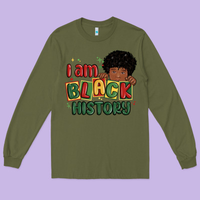I Am Black History Black Boy Long Sleeve Tee Designed By Maliassmallbusiness